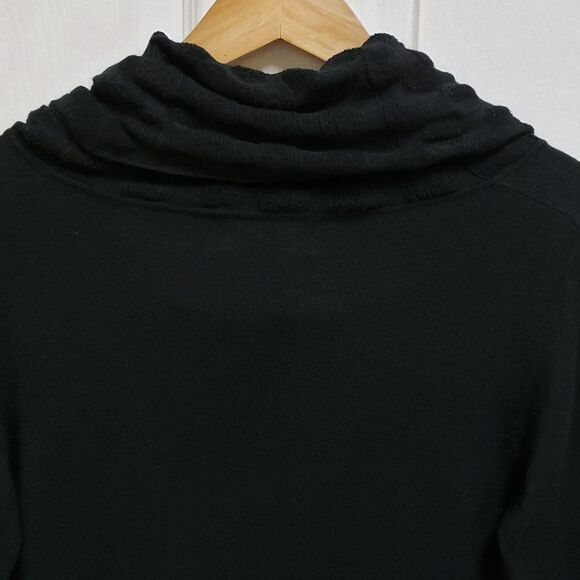 Cyrus Sweater Womens L Black Lyocell Silk Textured Stretch Knit Cowl Witchy Boho - Picture 4 of 9